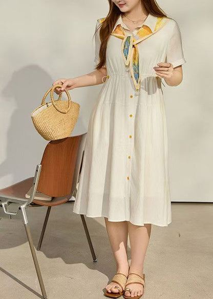 Organic Apricot Cinched Cotton Long Dresses Summer