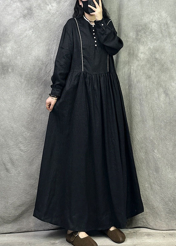 Organic Black Oversized Exra Large Hem Cotton Dresses Fall