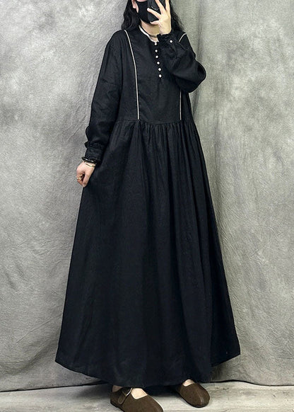 Organic Black Oversized Exra Large Hem Cotton Dresses Fall