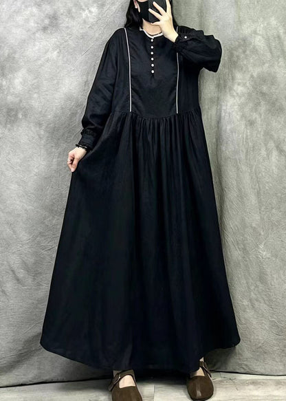 Organic Black Oversized Exra Large Hem Cotton Dresses Fall