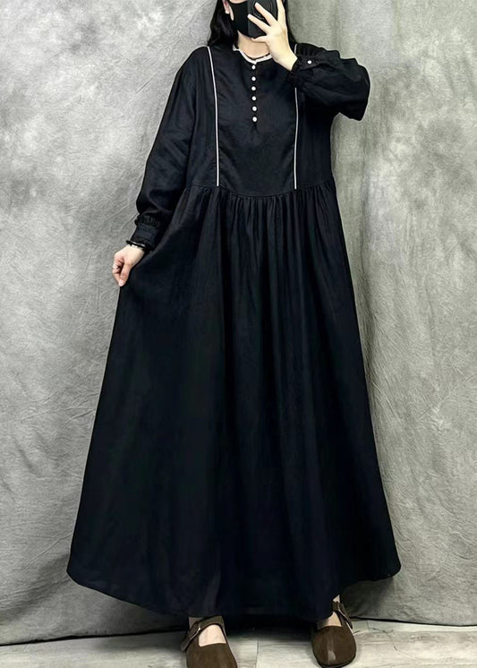 Organic Black Oversized Exra Large Hem Cotton Dresses Fall