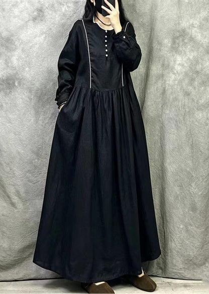 Organic Black Oversized Exra Large Hem Cotton Dresses Fall