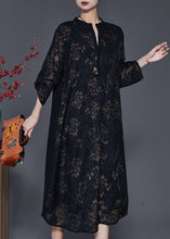 Load image into Gallery viewer, Organic Black Oversized Jacquard Cotton Maxi Dresses Spring
