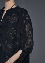 Load image into Gallery viewer, Organic Black Oversized Jacquard Cotton Maxi Dresses Spring