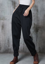 Load image into Gallery viewer, Organic Black Oversized Patchwork Cotton Harem Pants Spring