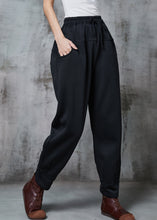 Load image into Gallery viewer, Organic Black Oversized Patchwork Cotton Harem Pants Spring