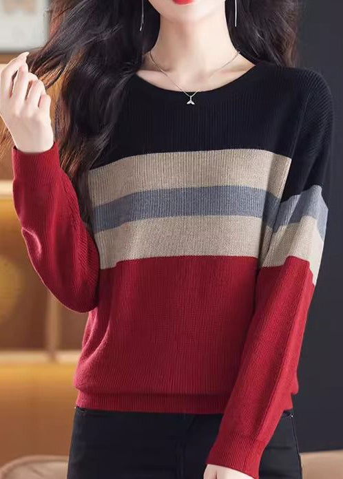 Organic Black Oversized Striped Knit Shirts Winter