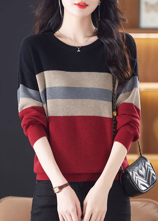 Organic Black Oversized Striped Knit Shirts Winter