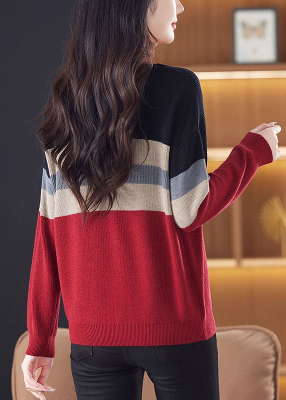 Organic Black Oversized Striped Knit Shirts Winter