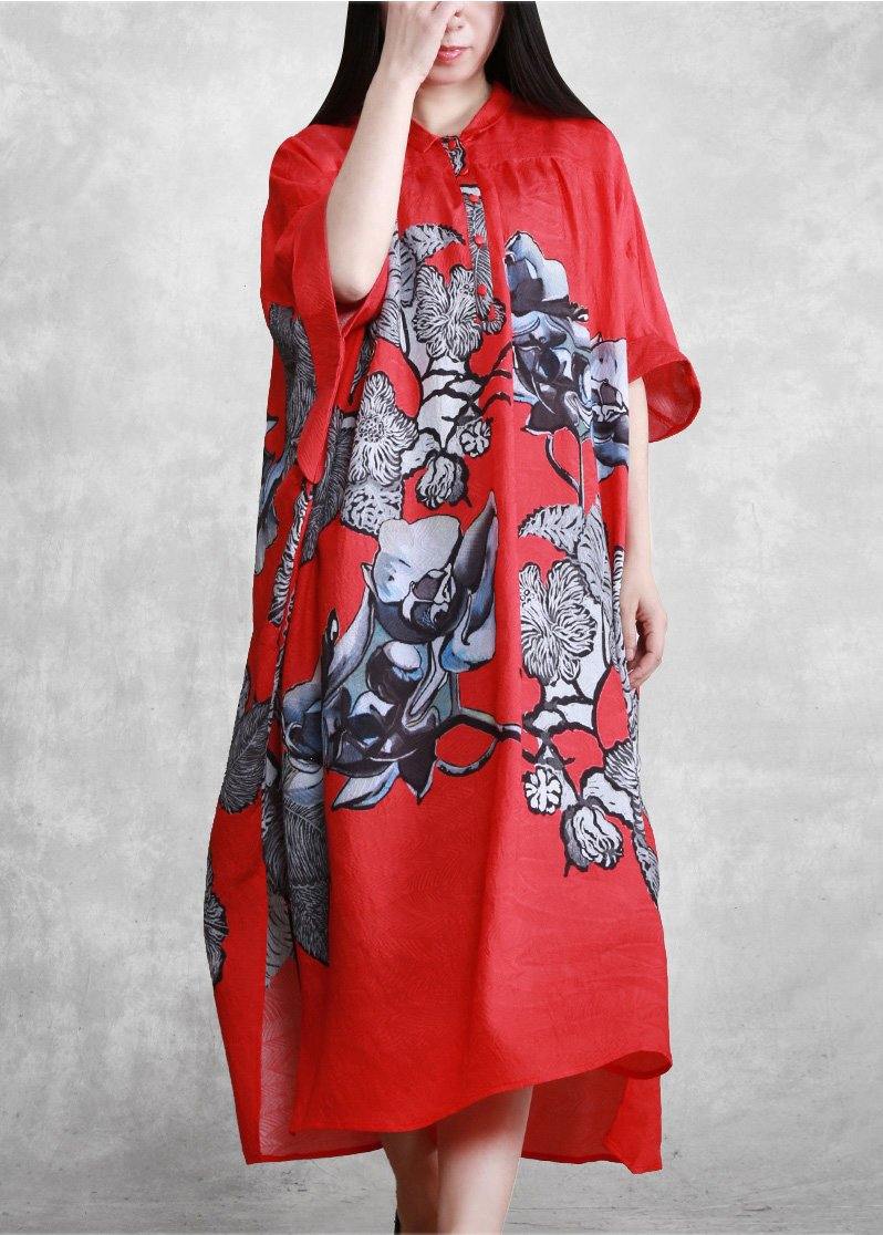 Organic Black Oversize Floral Summer Maxi Dresses - SooLinen