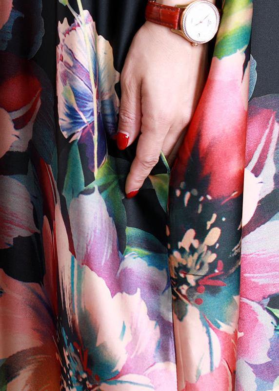 Luxy Black Silk Dress Long Batwing Sleeve Maxi Dresses Caftan - SooLinen