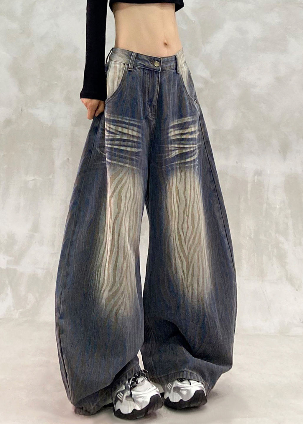 Organic Blue Pockets Tie Dye Wide Leg Jeans