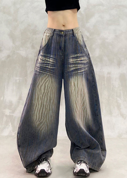 Organic Blue Pockets Tie Dye Wide Leg Jeans