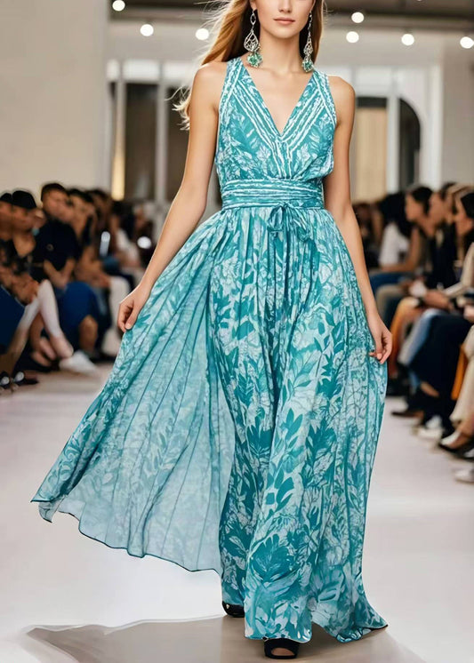 Organic Blue Print Exra Large Hem Chiffon Sundress Summer