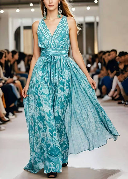 Organic Blue Print Exra Large Hem Chiffon Sundress Summer