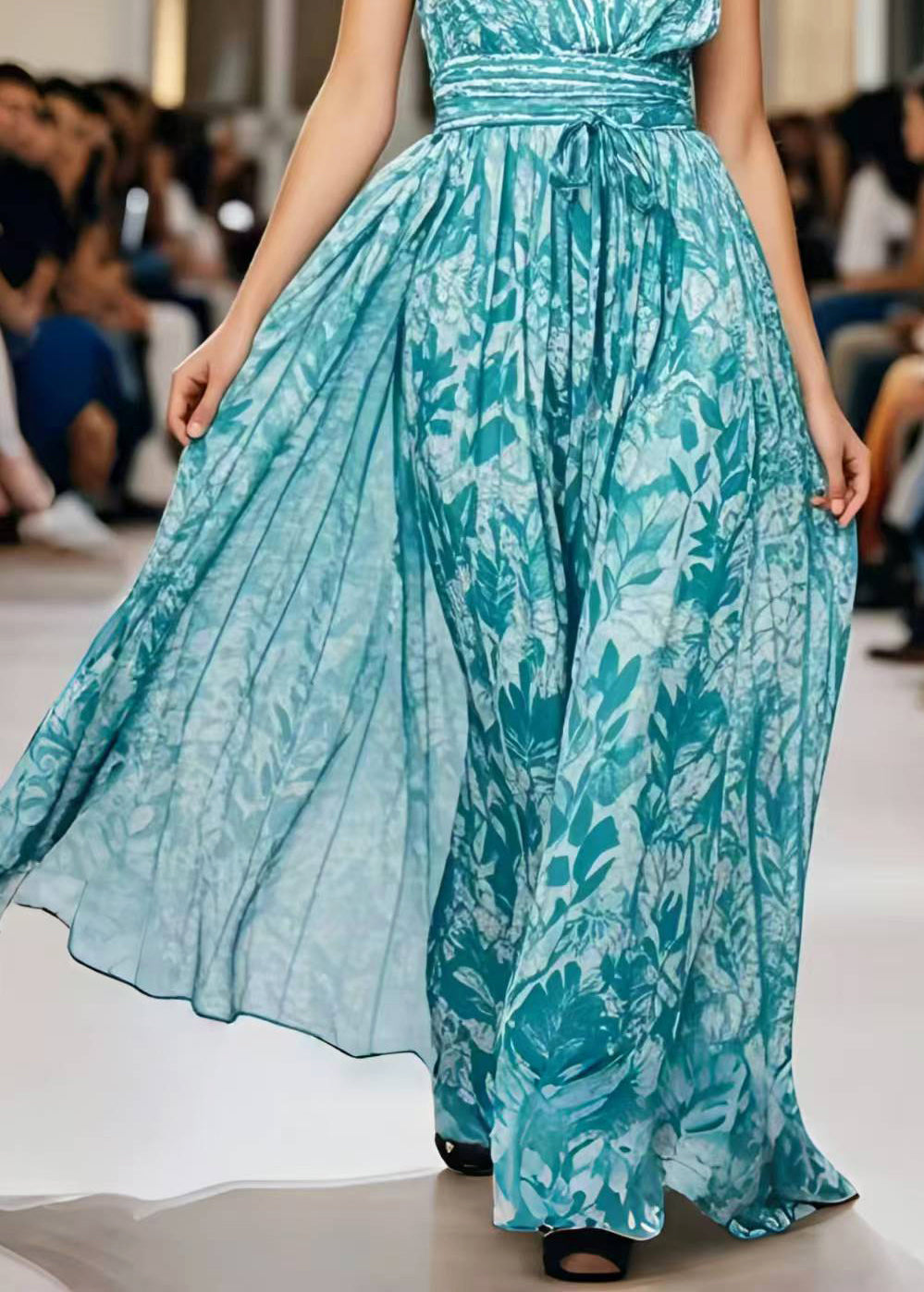 Organic Blue Print Exra Large Hem Chiffon Sundress Summer