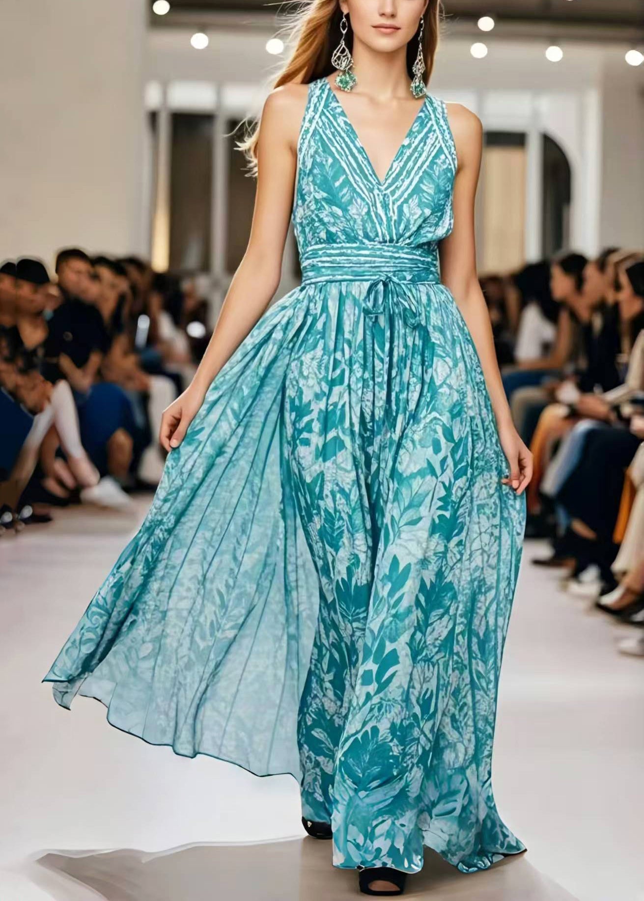 Organic Blue Print Exra Large Hem Chiffon Sundress Summer