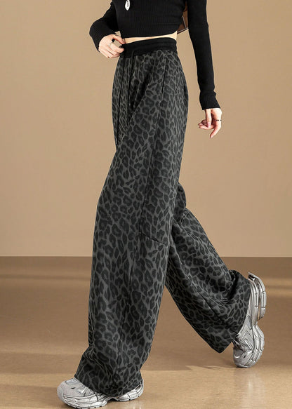 Organic Brown Leopard Print Cotton Harem Pants Fall