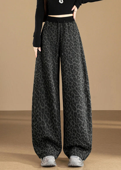 Organic Brown Leopard Print Cotton Harem Pants Fall
