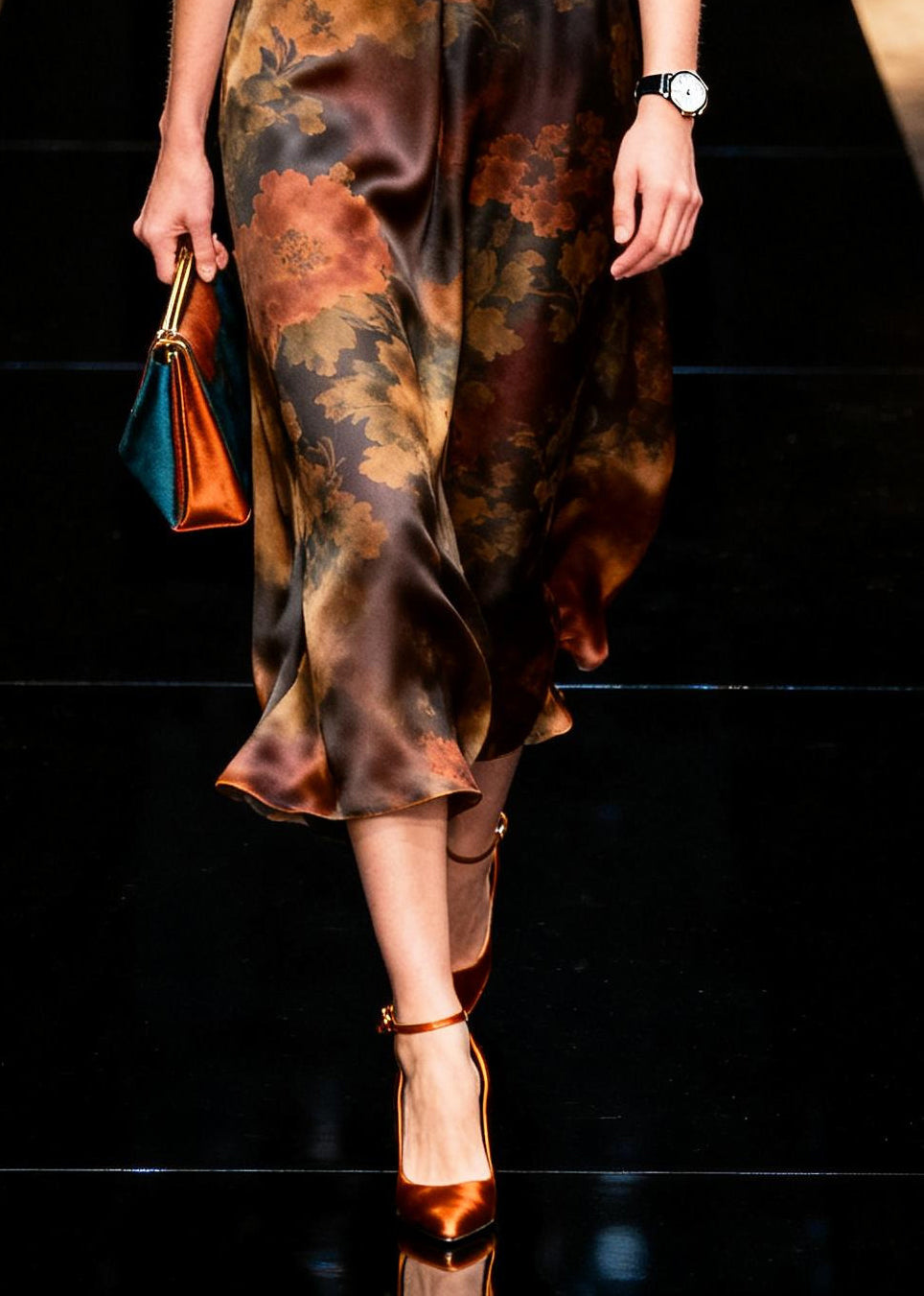 Organic Brown Oversized Patchwork Silk Ankle Dress Summer
