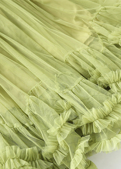 Organic Grass Green Ruffled Exra Large Hem Tulle Holiday Skirt Spring