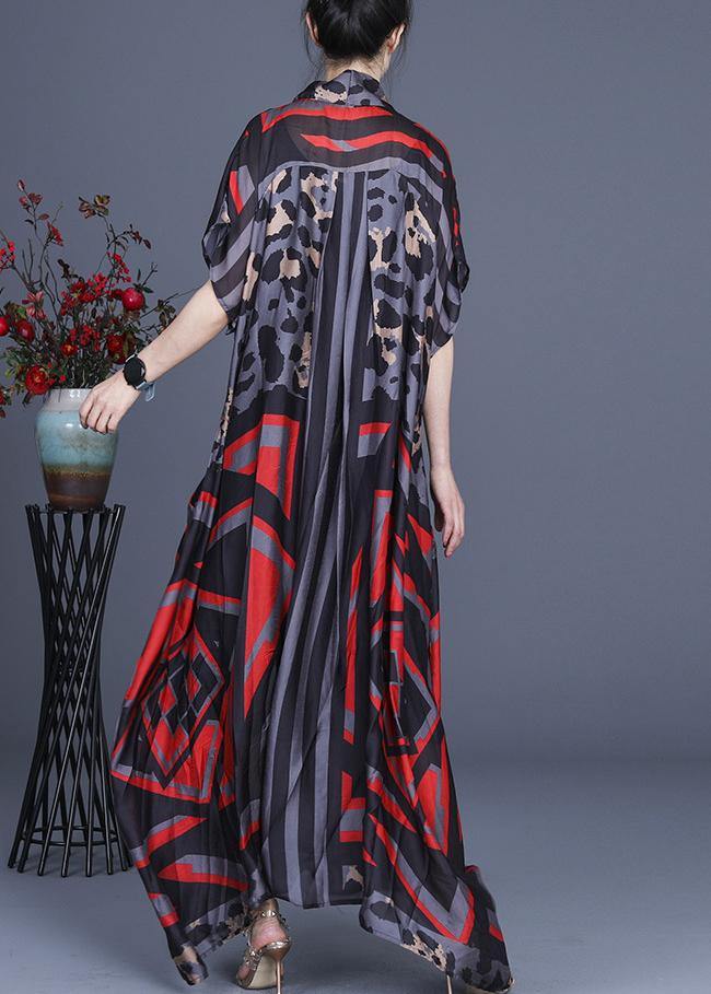 Organic Grey Leopard Print Sleeveless Silk 2 Piece Outfit Summer Dress - SooLinen