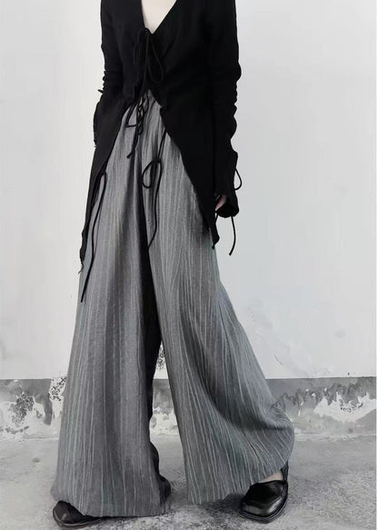 Organic Grey Oversized Wrinkled Cotton Wide Leg Pants Fall