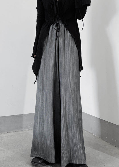 Organic Grey Oversized Wrinkled Cotton Wide Leg Pants Fall