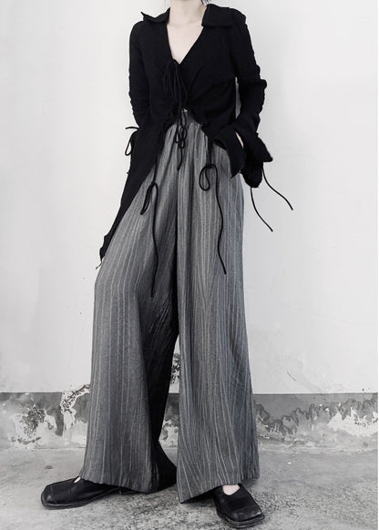 Organic Grey Oversized Wrinkled Cotton Wide Leg Pants Fall