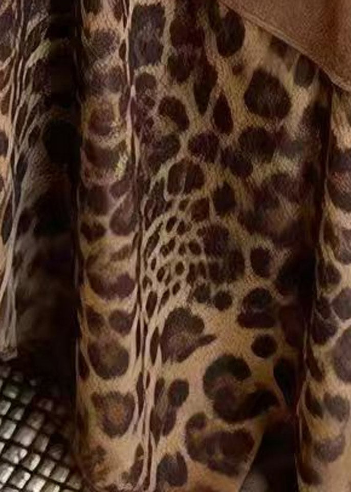 Organic Leopard Asymmetrical Chiffon Patchwork A Line Skirt