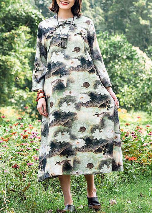 Organic Robe Buttons Organic Lotus Quilting Dresses Stand Collar Chinese Button Robes Sprin ...