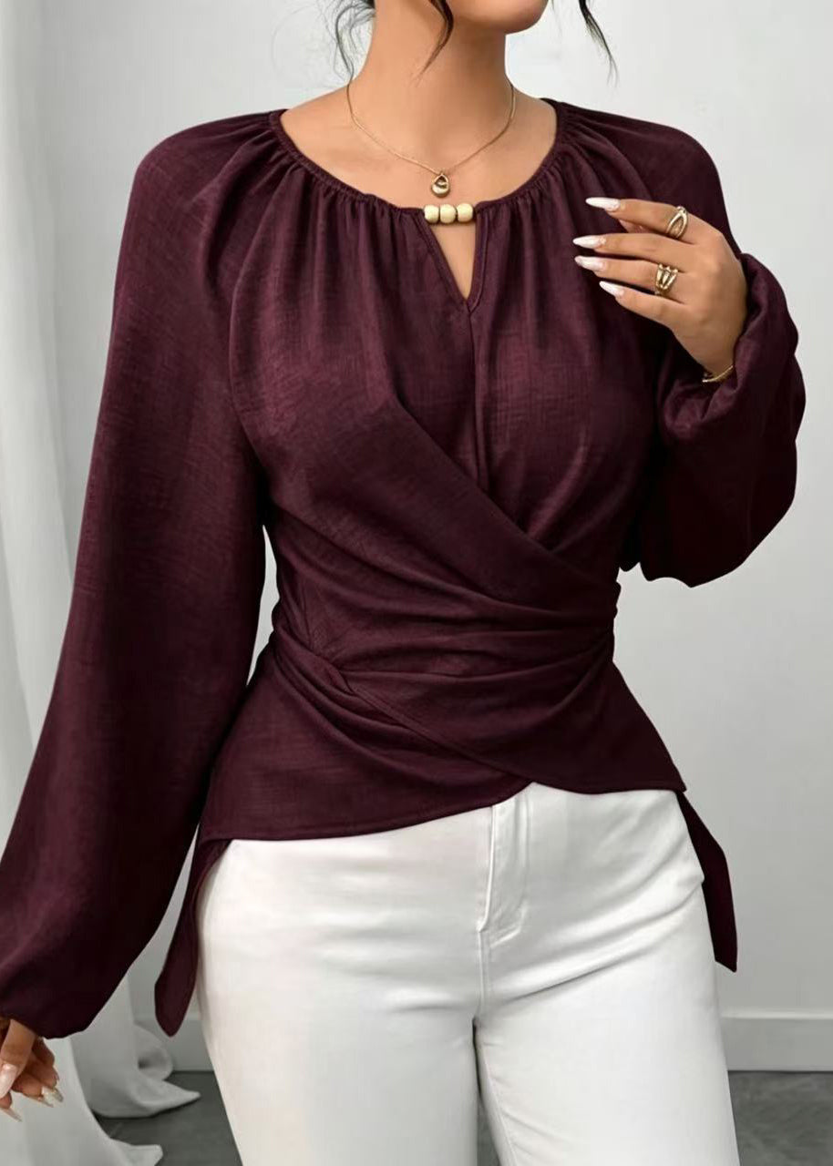 Organic Mulberry Asymmetrical Cotton Blouse Top Fall