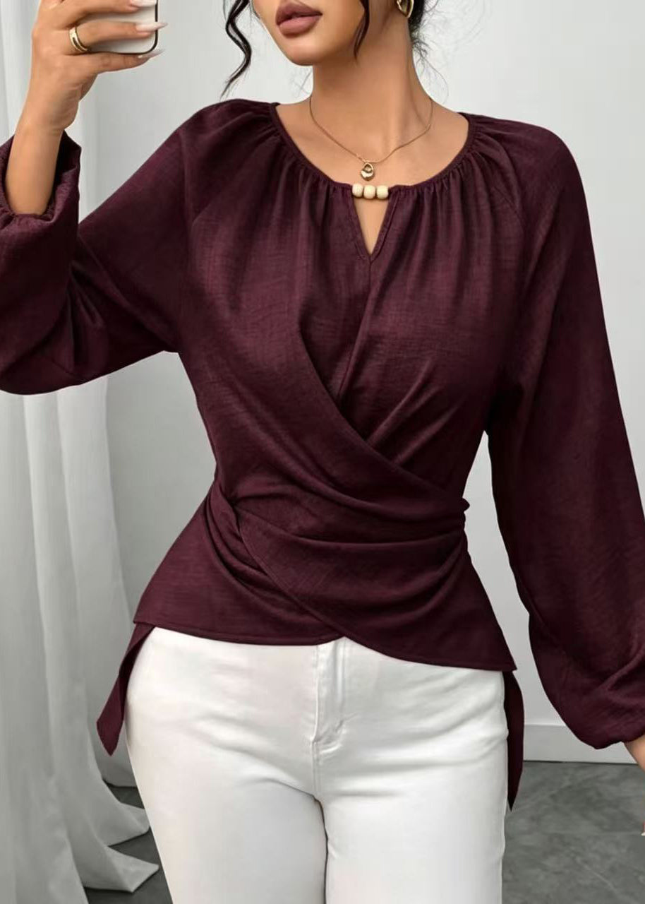 Organic Mulberry Asymmetrical Cotton Blouse Top Fall