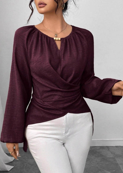 Organic Mulberry Asymmetrical Cotton Blouse Top Fall