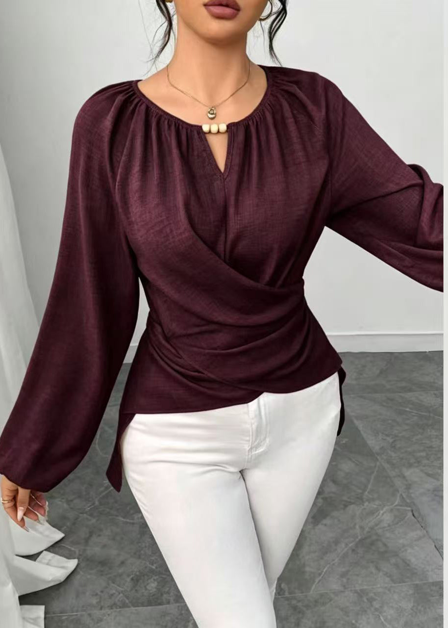 Organic Mulberry Asymmetrical Cotton Blouse Top Fall