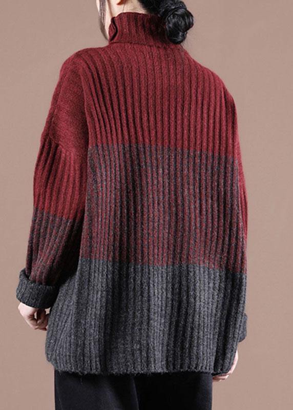 Organic Mulberry Colorblock Casual Fall Knit Sweater - SooLinen