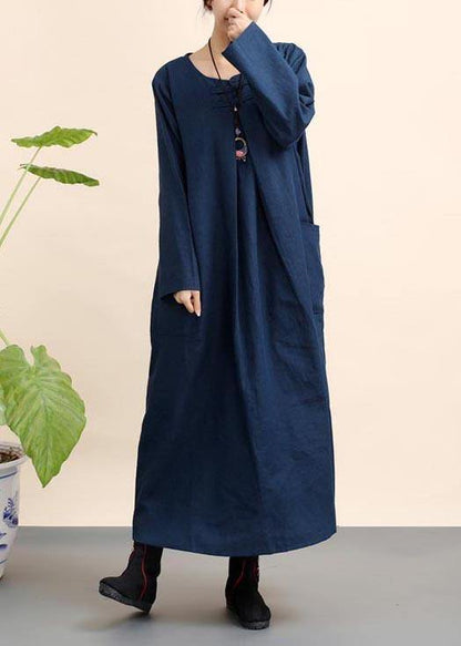 Organic O Neck Pockets Spring Dresses Fashion Ideas Navy Dresses - SooLinen