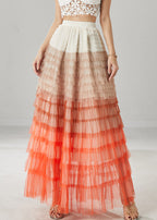 Organic Orange Ruffled Patchwork Tulle Skirts Summer