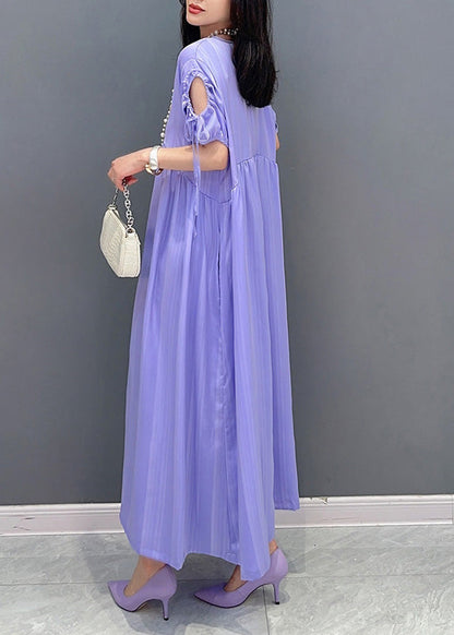 Organic Purple O-Neck Patchwork Party Maxi Dress Summer