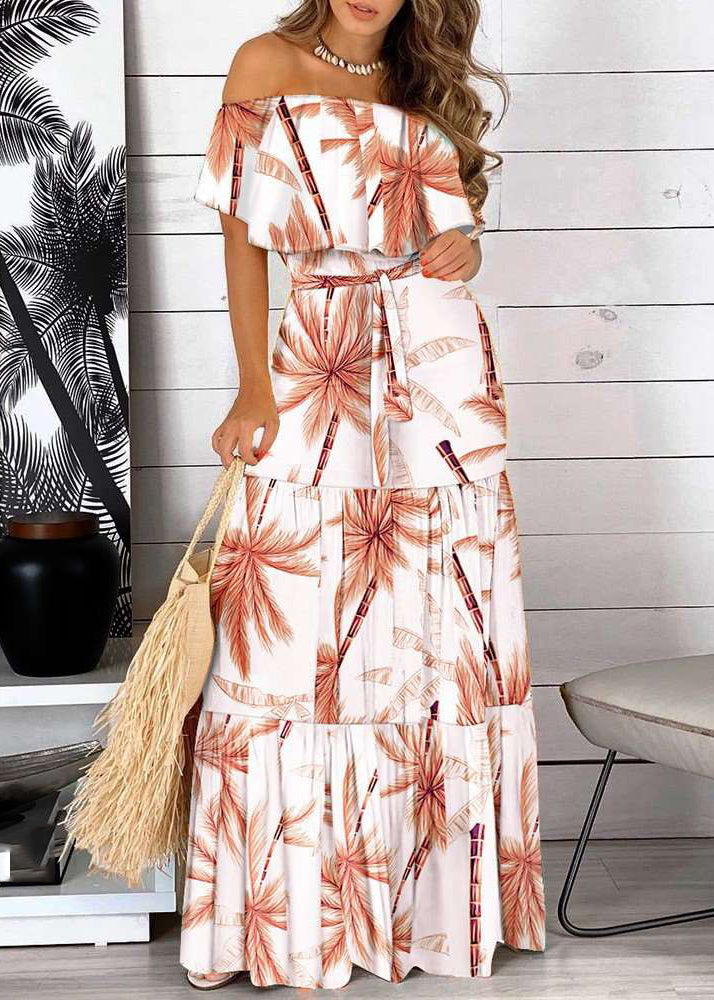 Organic Red Slash Neck Patchwork Tunic Long Dresses Summer