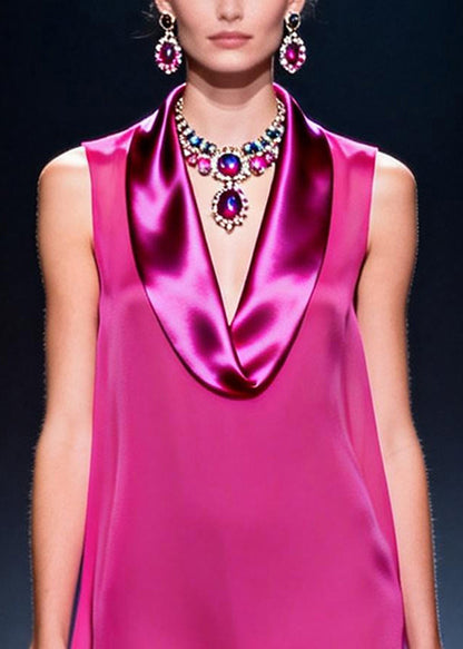 Organic Rose V Neck Patchwork Chiffon Tea Dress Sleeveless