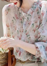 Load image into Gallery viewer, Organic Ruffled Print Chiffon Shirt Long Sleeve