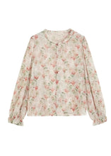 Load image into Gallery viewer, Organic Ruffled Print Chiffon Shirt Long Sleeve