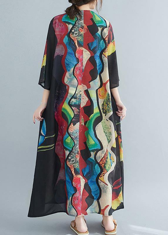 Organic V Neck Cinched Spring Tunics Print Plus Size Dresses - SooLinen