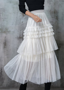 Organic White Layered Tulle Beach Skirt Summer