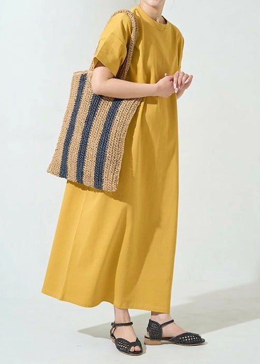 Organic Yellow Oversized Cotton Robe Dresses Summer