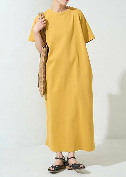 Organic Yellow Oversized Cotton Robe Dresses Summer