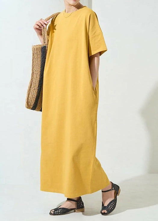 Organic Yellow Oversized Cotton Robe Dresses Summer