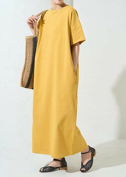 Organic Yellow Oversized Cotton Robe Dresses Summer