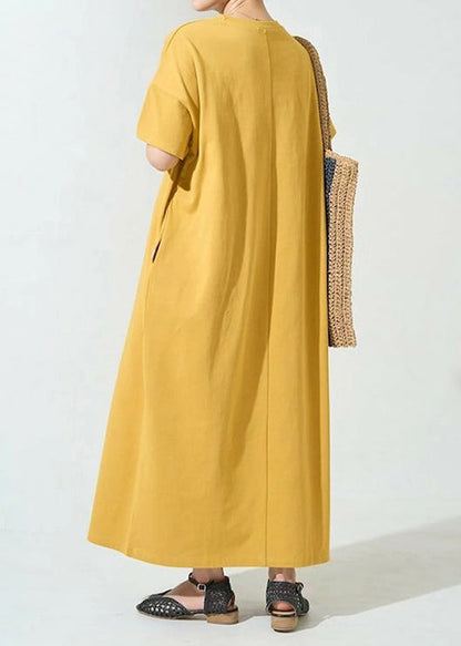 Organic Yellow Oversized Cotton Robe Dresses Summer